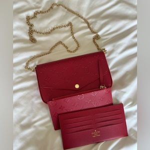 LV red wallet chain crossbody